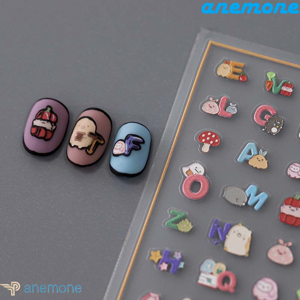 ANEMONE Miếng Dán Trang Trí Móng Tay Họa Tiết Nơ Hoa Trái Tim Thời Trang Cho Nữ