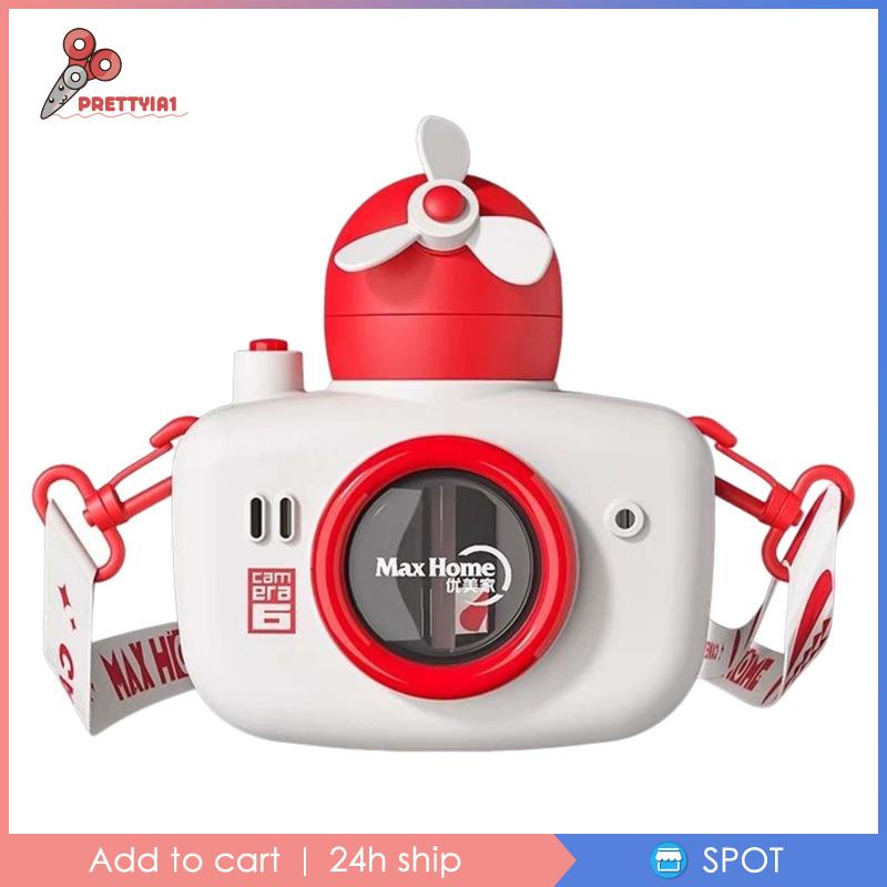 Bình Nước Hình Máy Ảnh Dung Tích 550ml Có Ống Hút Và Dây Đeo Cho Bé