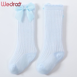 Wedroo Vớ Dài Đến Đầu Gối Phối Bèo Đính Nơ Cho Bé Sơ Sinh