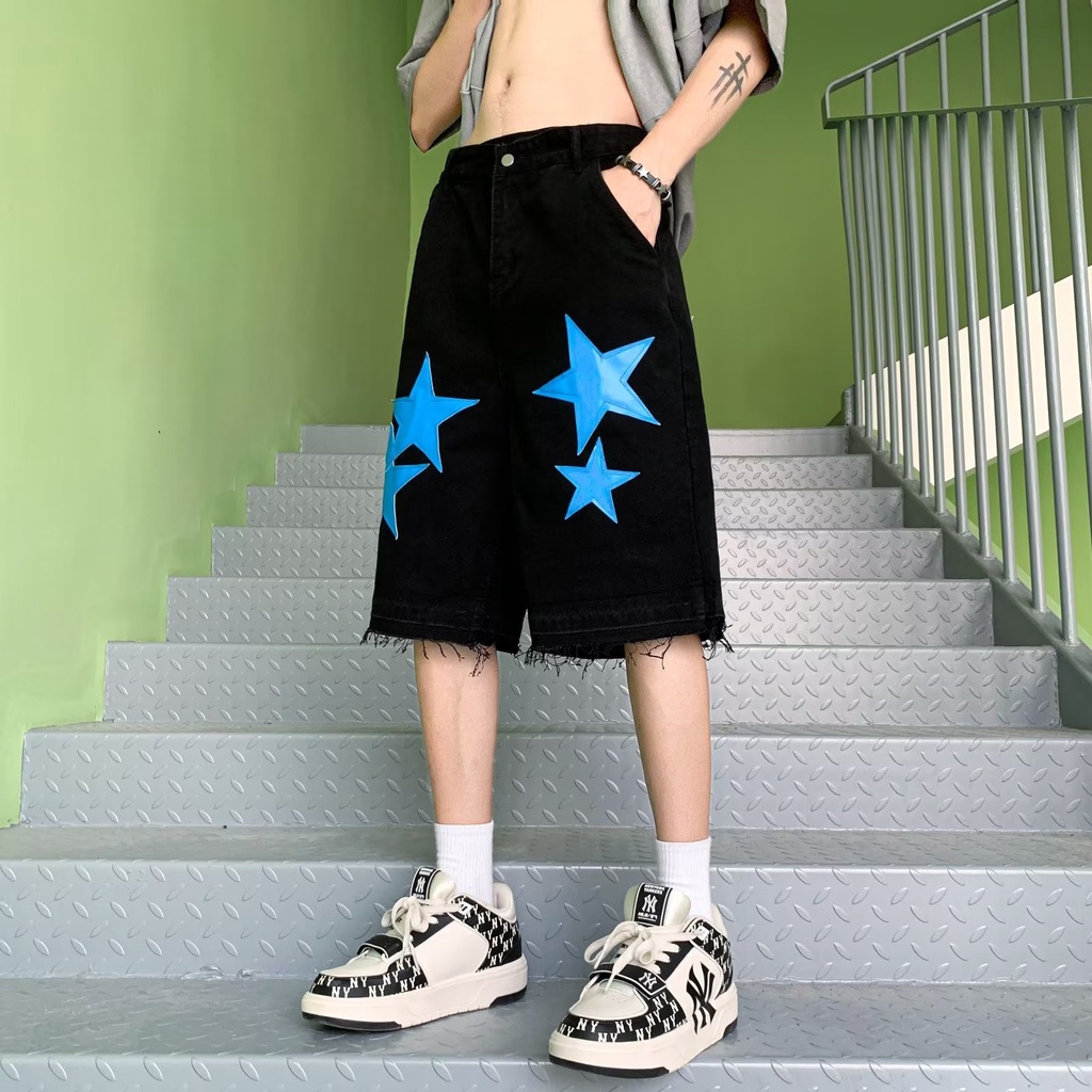 Quần Short Denim Ống Rộng Phong Cách Hip Hop Đường Phố Mỹ Plus Size Cho Nữ