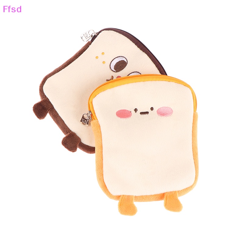 {Ffsd} Ví Đựng Tiền Xu / Tai Nghe / Chìa Khóa Bằng Lông Nhung Hình Bánh Mì Hoạt Hình Có Khóa Kéo Làm Quà