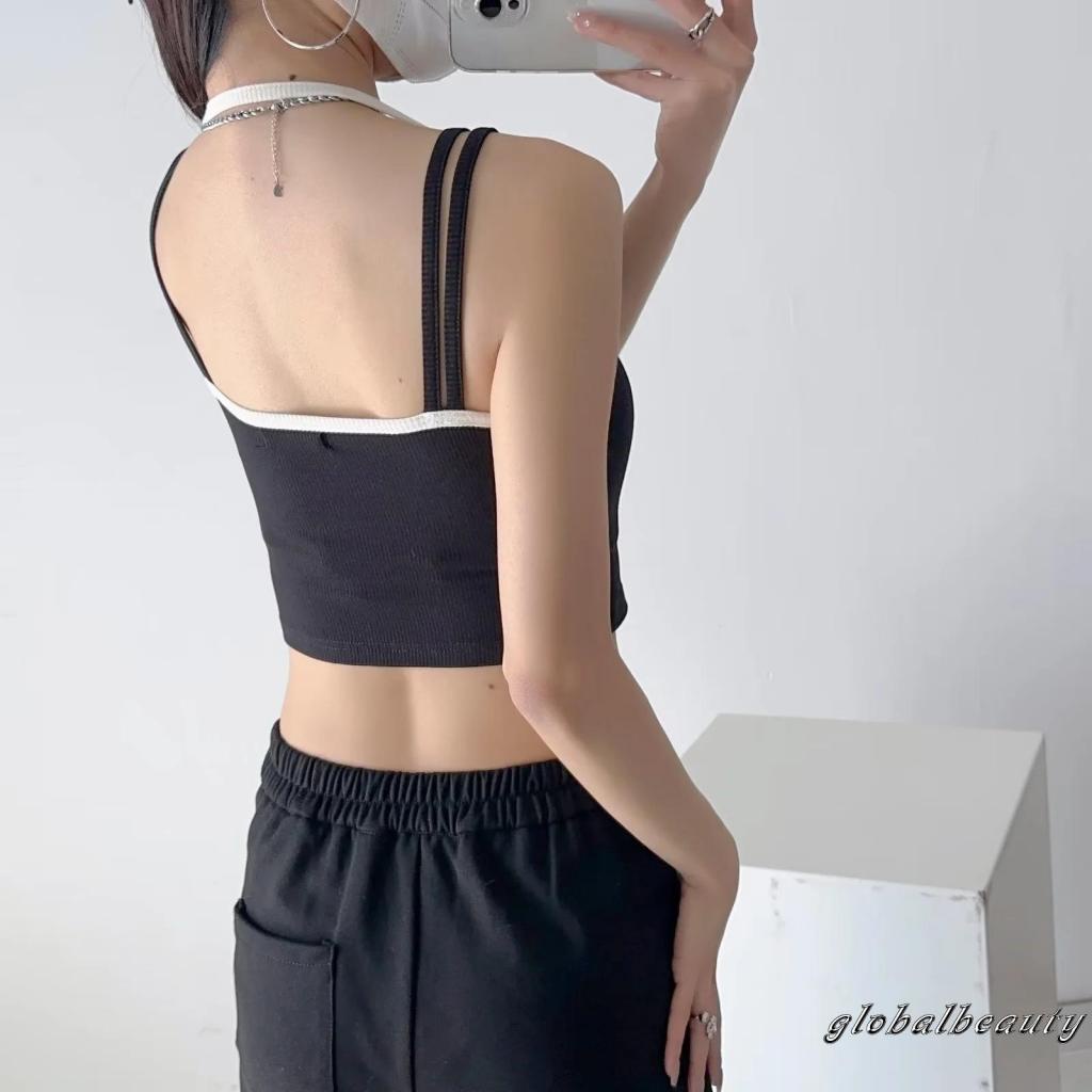 Áo Không Tay Cổ Yếm Màu Sắc Tương Phản Thời Trang Mùa Hè Cho Nữ