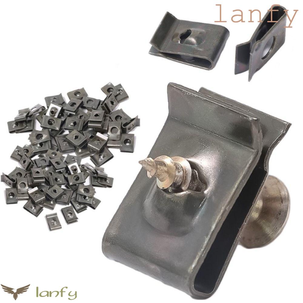 LANFY FENDER Bộ 10 Đinh Vít Chữ U Bằng Sắt Gắn Tấm Chắn Bùn Xe Hơi