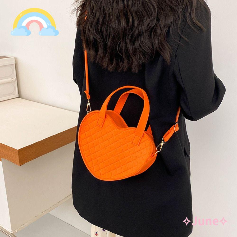 JUNE Túi Đeo Chéo Bằng Vải Nỉ Kiểu Dáng Đơn Giản Ngọt Ngào Mới Cho Nữ