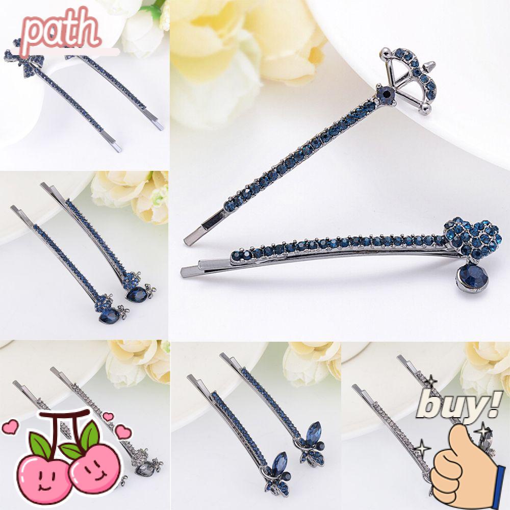 PATH 1 Cặp Kẹp Tóc Đính Đá Pha Lê Phong Cách Hàn Quốc