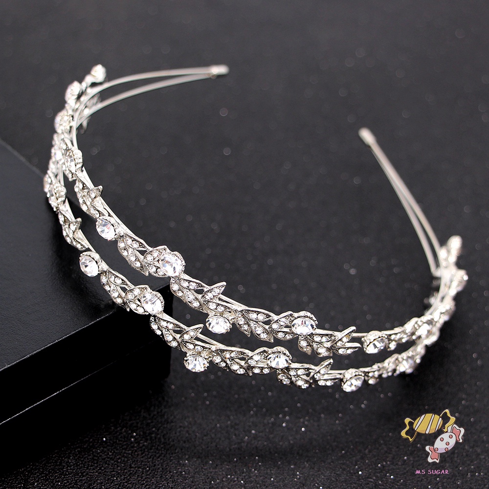 YADORNOS  Băng Đô Cài Tóc Bằng Hợp Kim Bạc Không Gây Dị Ứng Đính Pha Lê Thời Trang