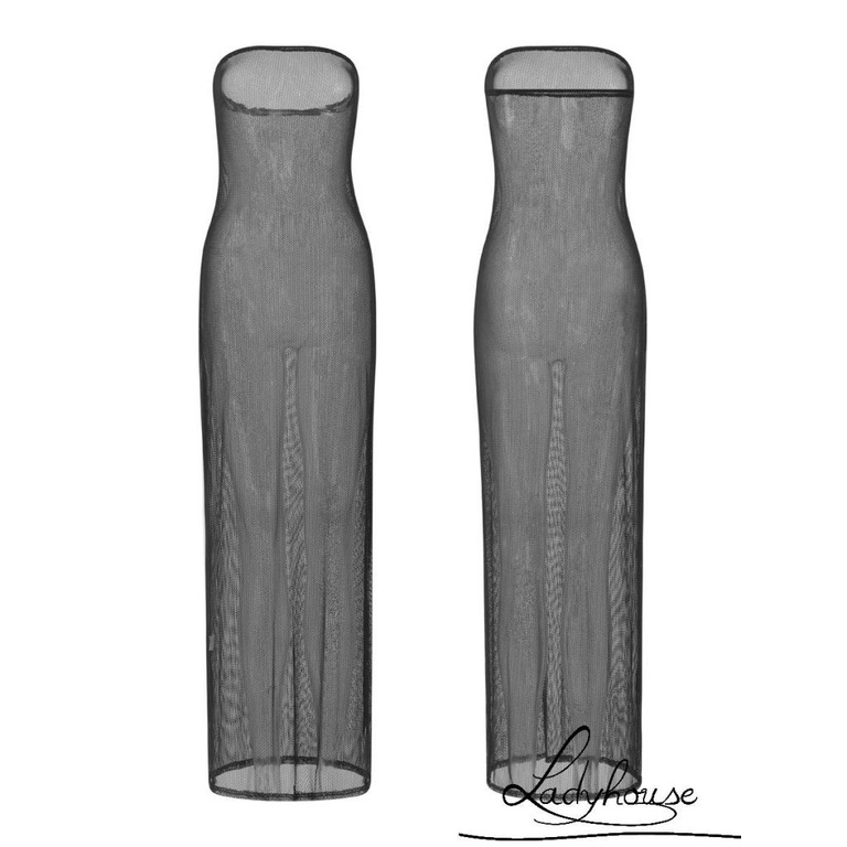 Đầm Dài Dệt Kim Hở Vai Màu Trơn Xuyên Thấu Dành Cho Nữ Đi Biển