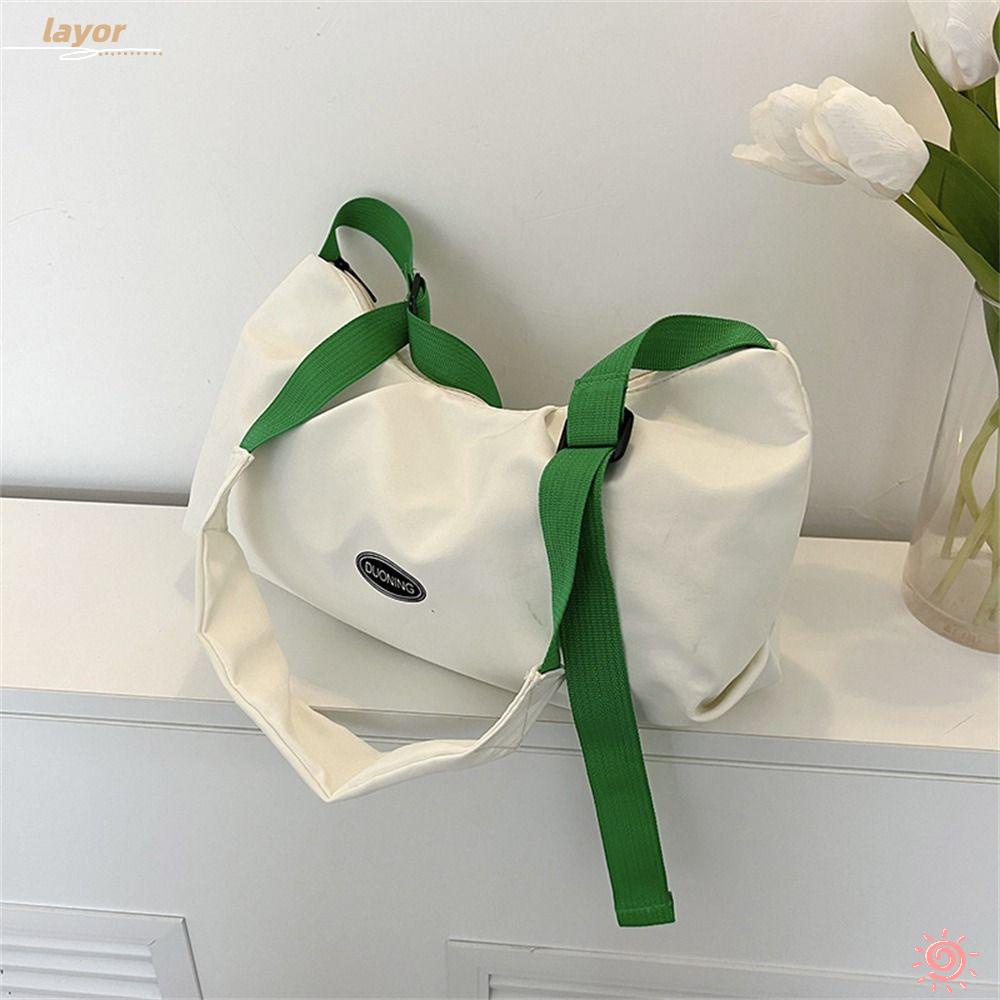 LAY Túi Xách Đeo Vai Bằng Nylon Sức Chứa Lớn Màu Sắc Đơn Giản Cho Nam Và Nữ