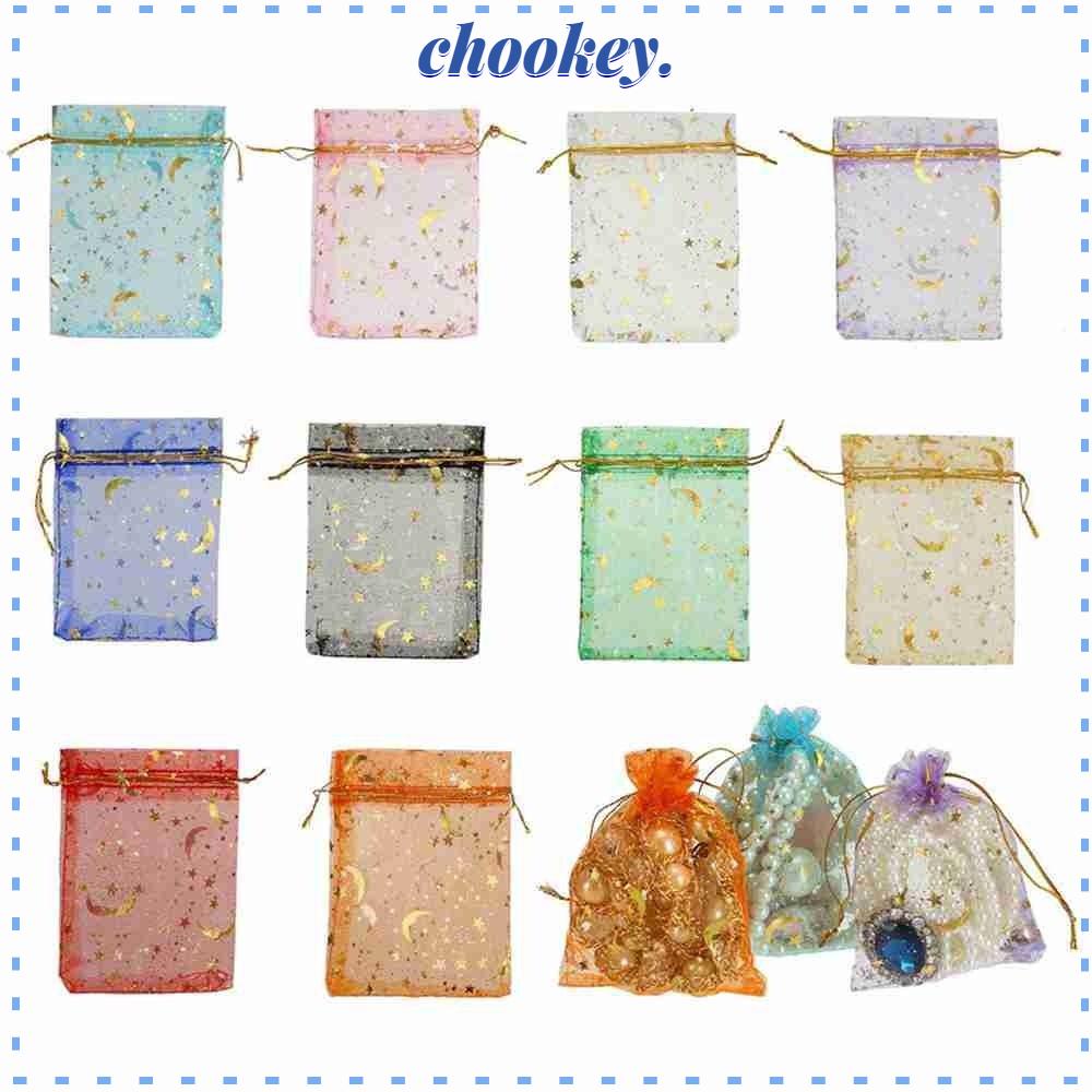 CHOOKEY 100 Túi Dây Rút Đựng Quà In Hình Ngôi Sao 100 Cái