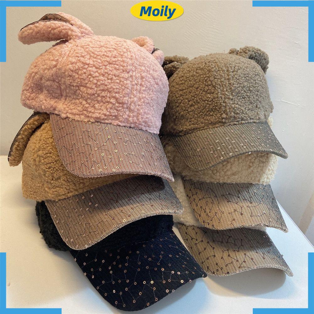 MOILYVN Mũ Lưỡi Trai Tai Thỏ Phong Cách Hiphop Dễ Thương