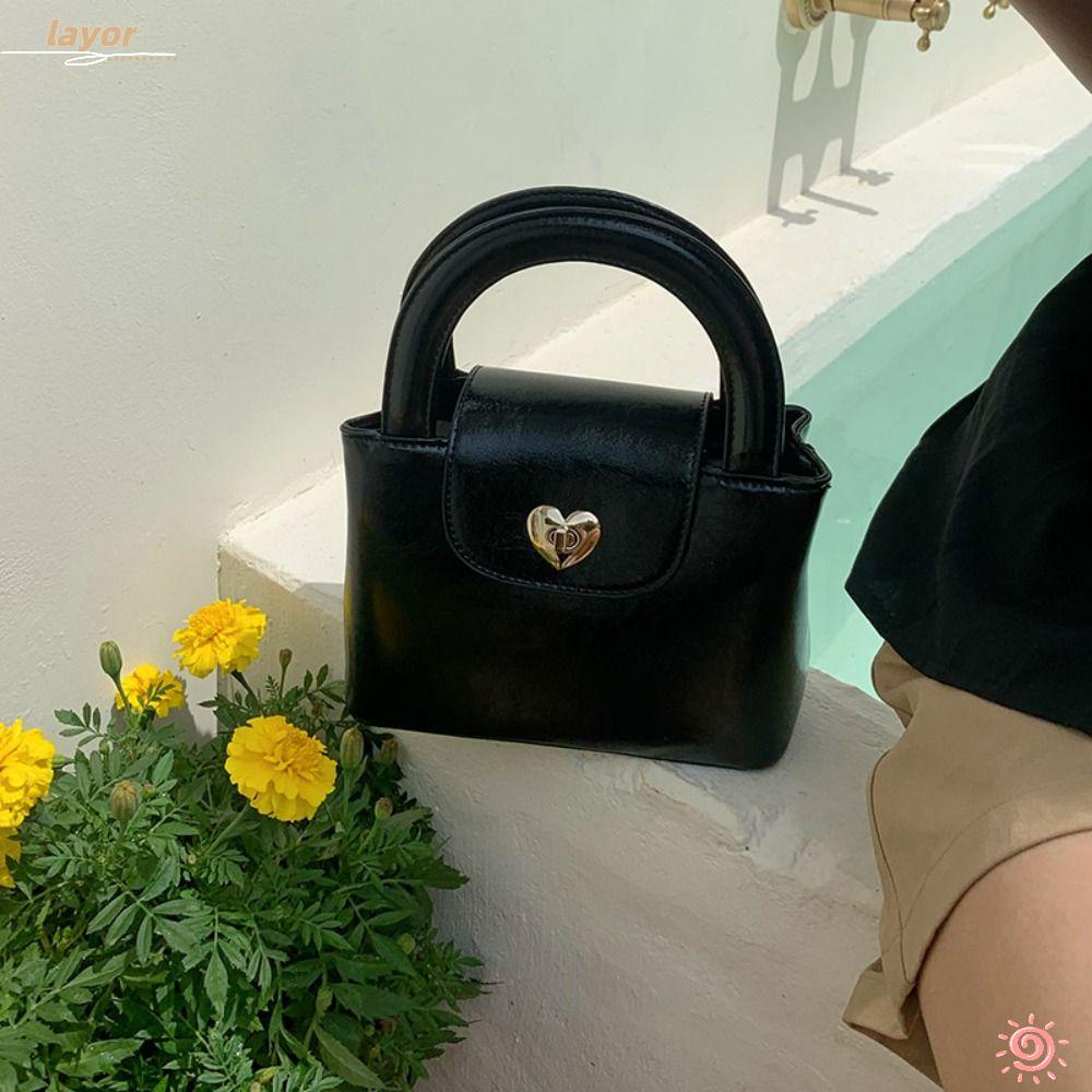 LAY Túi Xách Da Pu Màu Trơn Thời Trang Thanh Lịch Cho Nữ