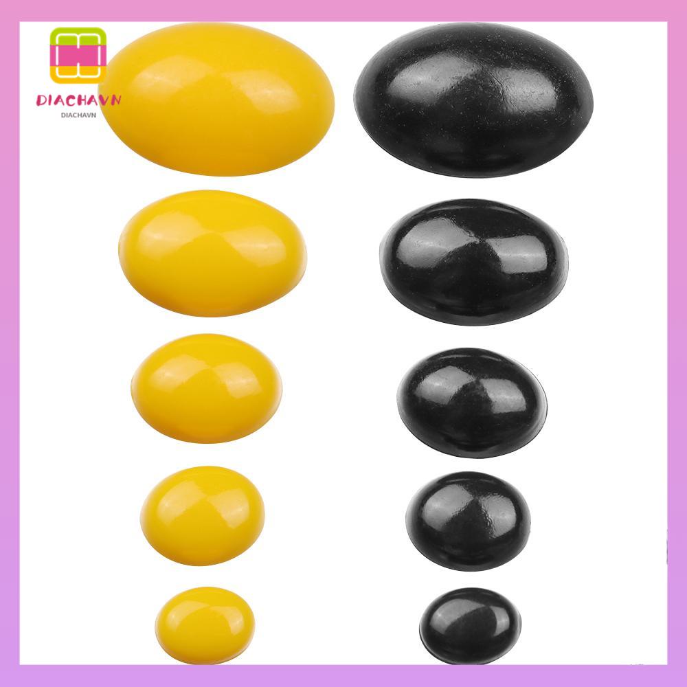 DIACHAVN Set 100 Mắt Nhựa 5 Kích Cỡ Màu Đen / Vàng Làm Đồ Thủ Công DIY