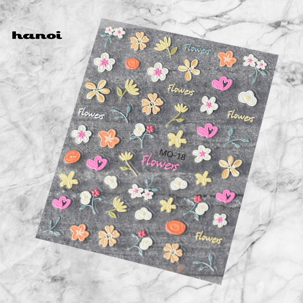 Set 2 Miếng Dán Trang Trí Móng Tay 3D Hình Hoa Tulip Thỏ Cầu Vồng Dễ Thương