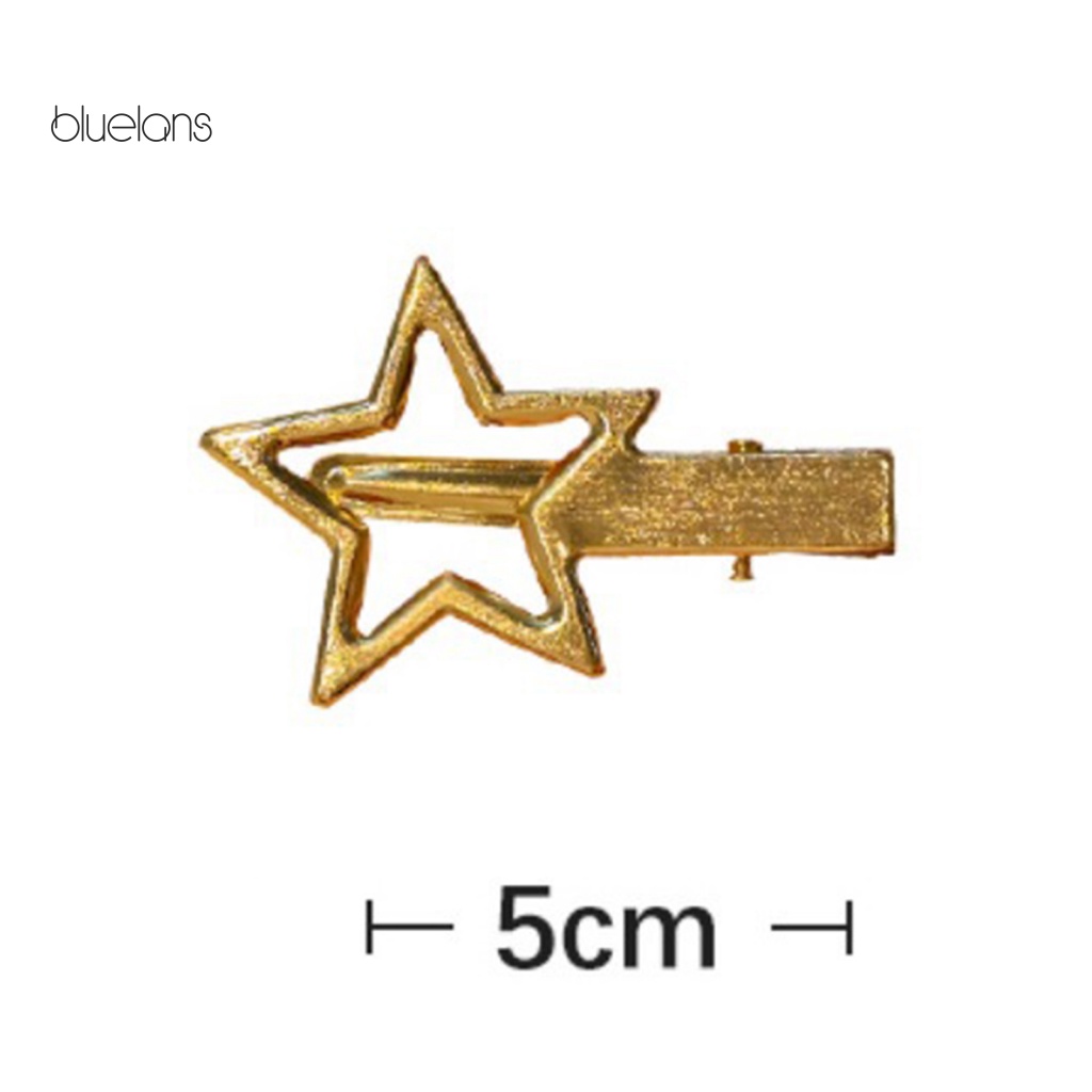 1 Cặp Kẹp Tóc Hình Ngôi Sao Bằng Kim Loại Không Gỉ Màu Trơn Chống Trượt Trọng Lượng Nhẹ