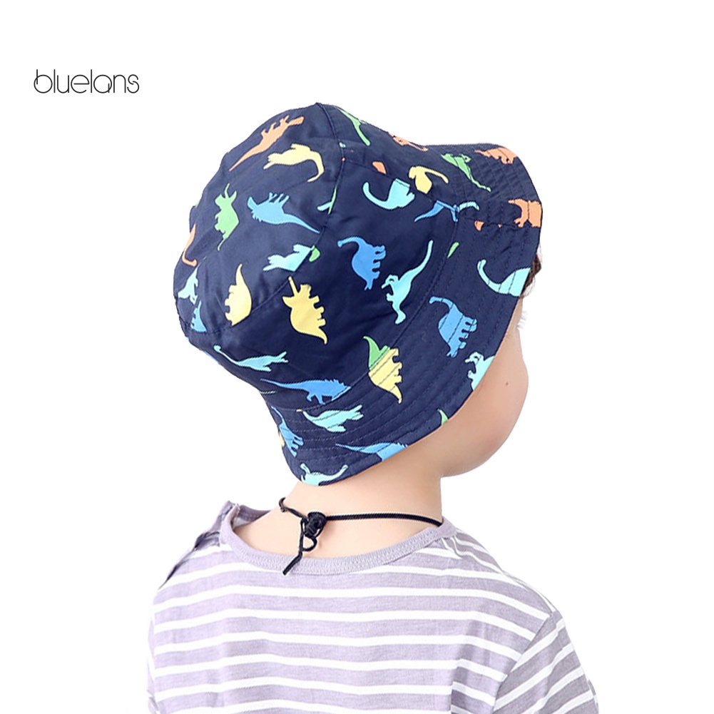 Nón Bucket Chất Liệu Cotton Họa Tiết Khủng Long Thời Trang Mùa Hè Cho Bé Trai