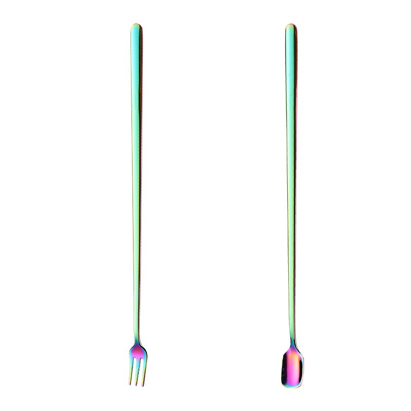 Muỗng / Nĩa Bằng Thép Không Gỉ Đầu Vuông Dùng Ăn Đá / Pha Chế Cocktail