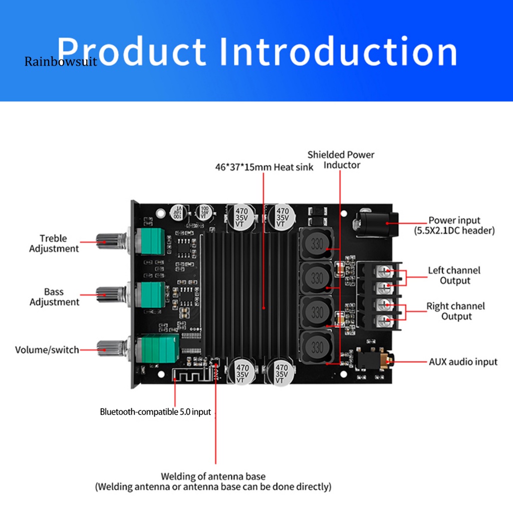 1 Bộ Bảng Mạch Khuếch Đại Âm Thanh YS-XPSM Kết Nối Bluetooth 5.0 150W * 2 Kênh Kép Tản Nhiệt