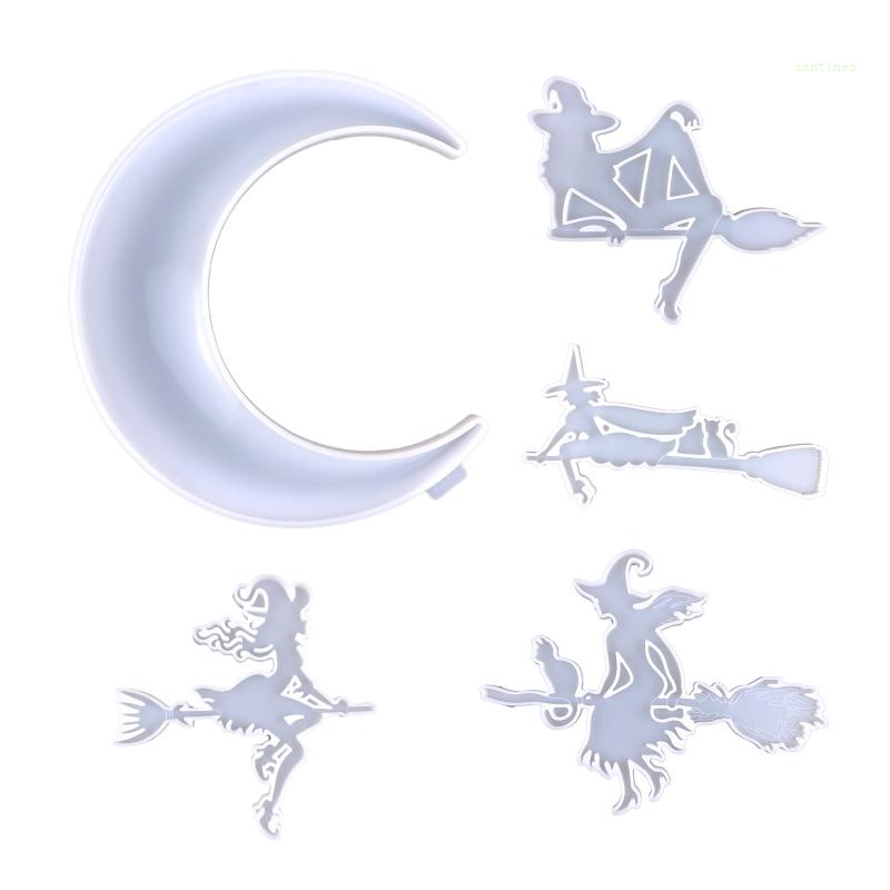 Khuôn Silicone Làm Mặt Dây Chuyền Hình Phù Thủy / Mặt Trăng Treo Tường Trang Trí