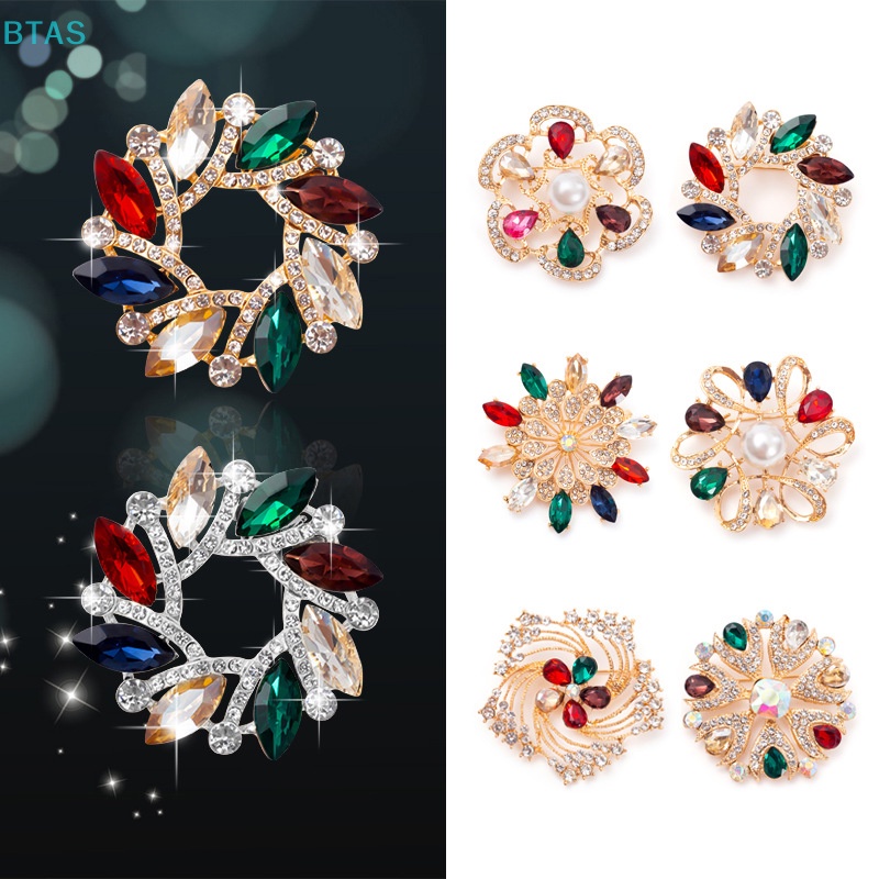 Ghim Cài Áo Hình Hoa Đính Đá Nhiều Màu Sắc Phong Cách Hàn Quốc Cho Nữ