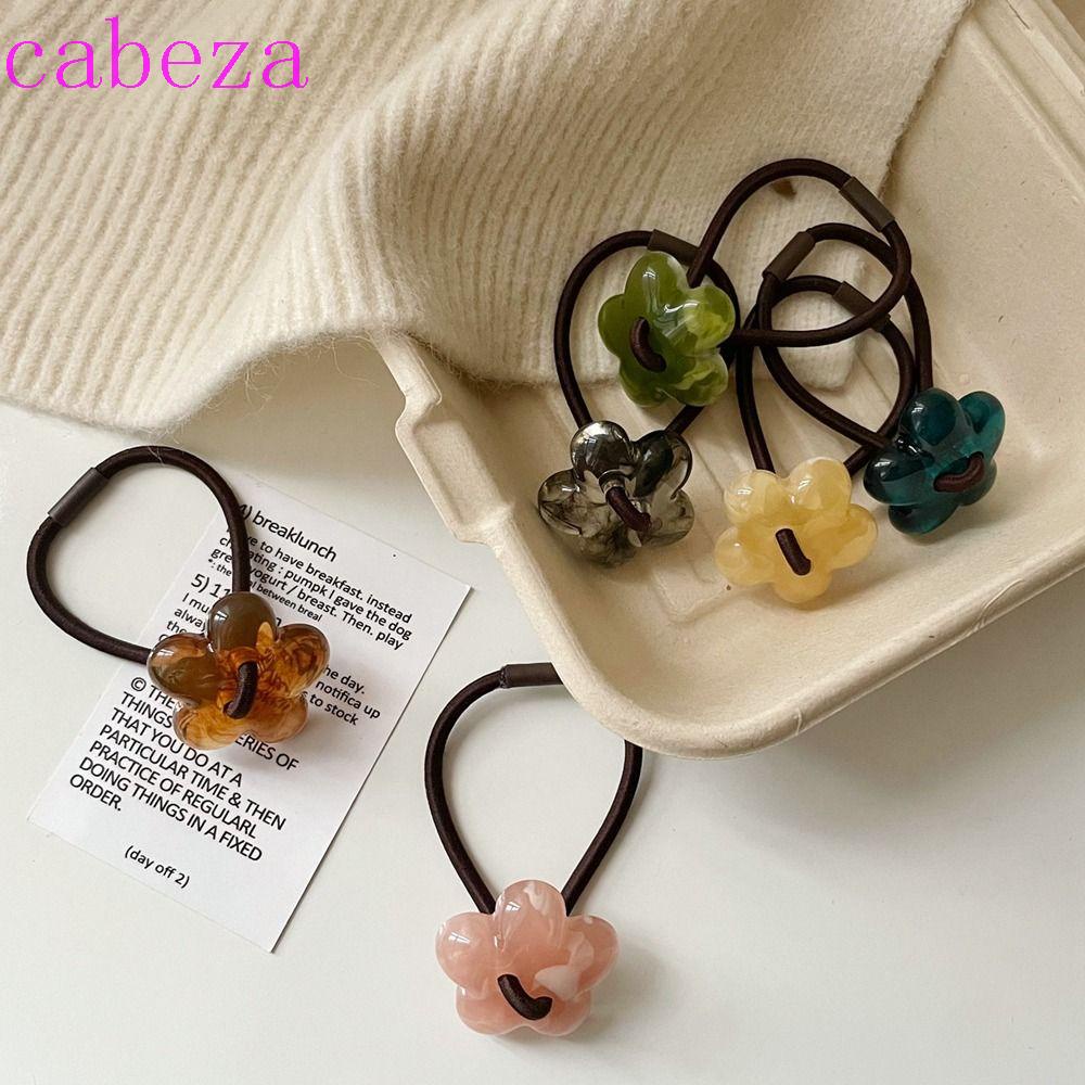 CABEZA Dây Buộc Tóc Cao Su Đính Nơ In Họa Tiết Hoa Phong Cách Hàn Quốc Mới