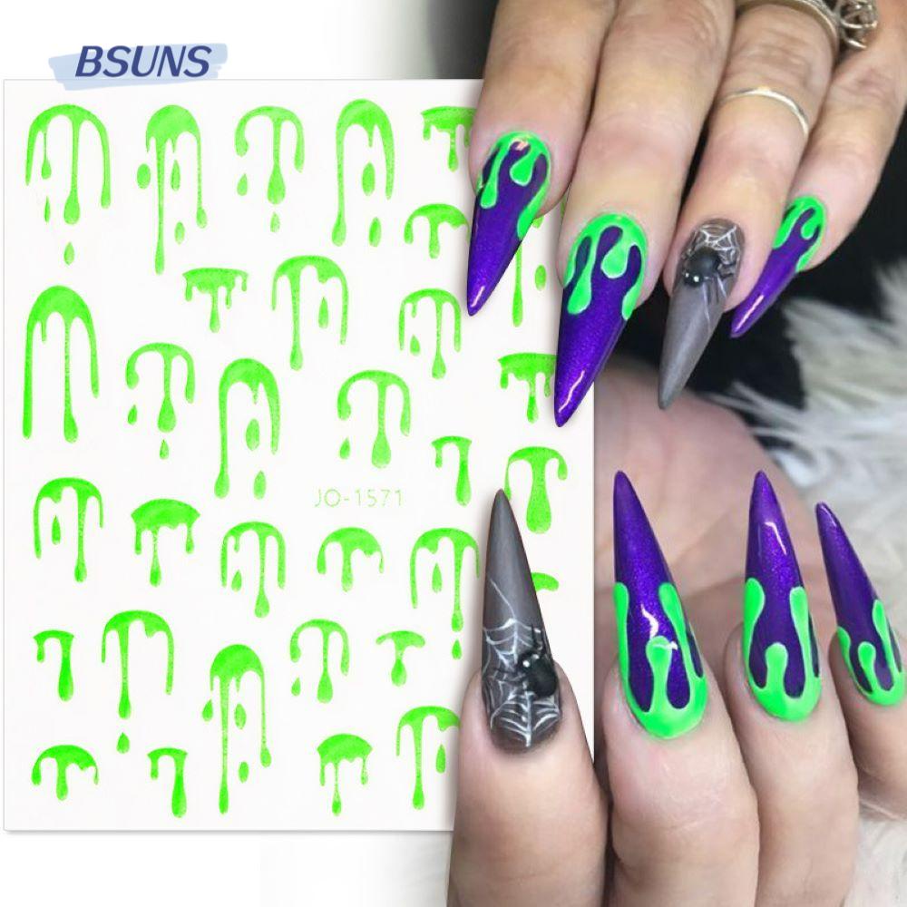 BSUNS Sticker Dán Móng Nghệ Thuật Màu Vàng Bạc