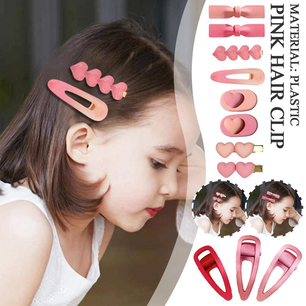 Kẹp Tóc Mái Trước Màu Hồng Họa Tiết Trái Tim Nhỏ Xinh Xắn X1G4
