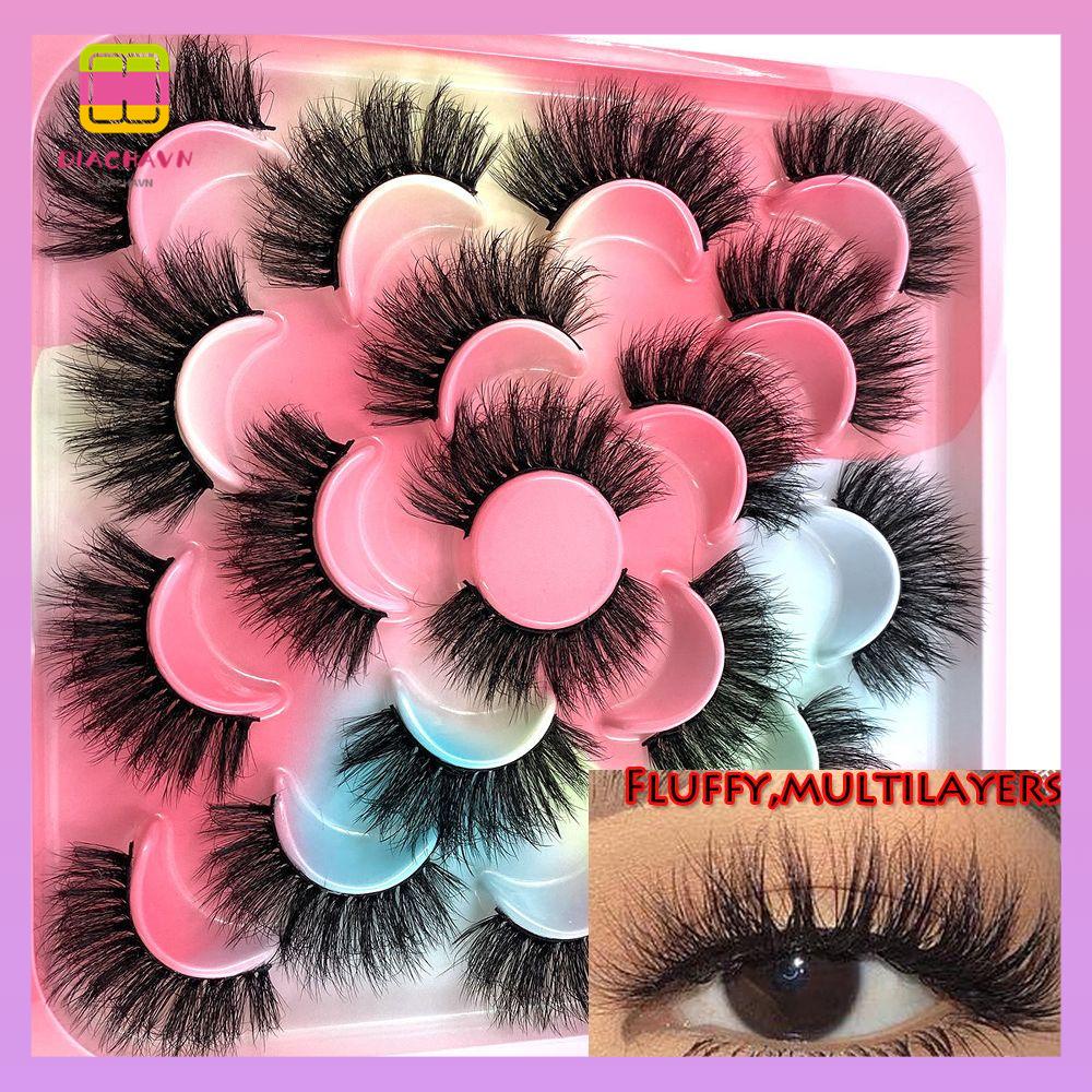 DIACHAVN Bộ 10 Cặp Lông Mi Giả Dài Tự Nhiên 20-25mm