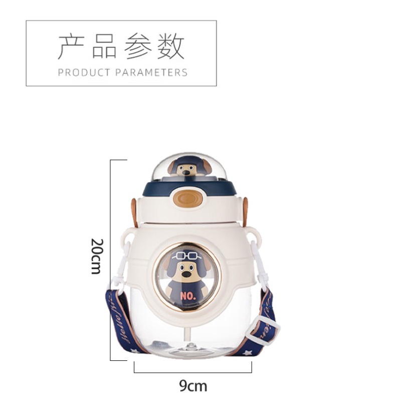 Bình Nước 1.1L Dung Tích Lớn Bằng Nhựa Họa Tiết Hoạt Hình Dễ Thương Cho Bé