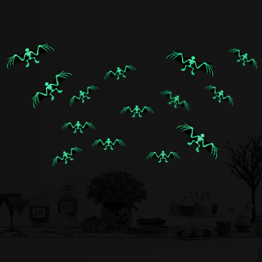 1 Bộ Sticker Dán Tường Chống Nước Tự Dính Hình Dơi Trang Trí Nhà Cửa Dịp Halloween