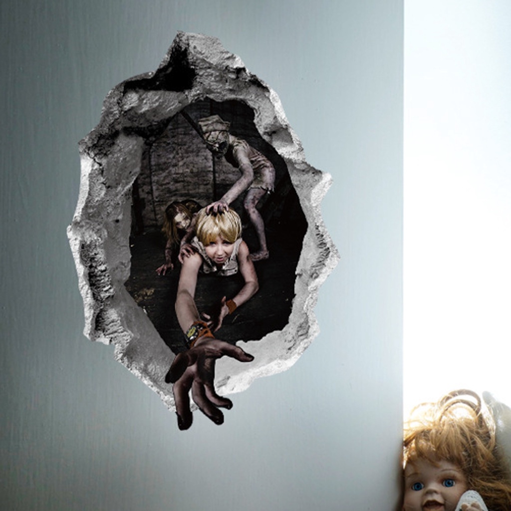 Miếng Dán Tường Trang Trí Halloween Hình Kinh Dị Tháo Gỡ Dễ Dàng