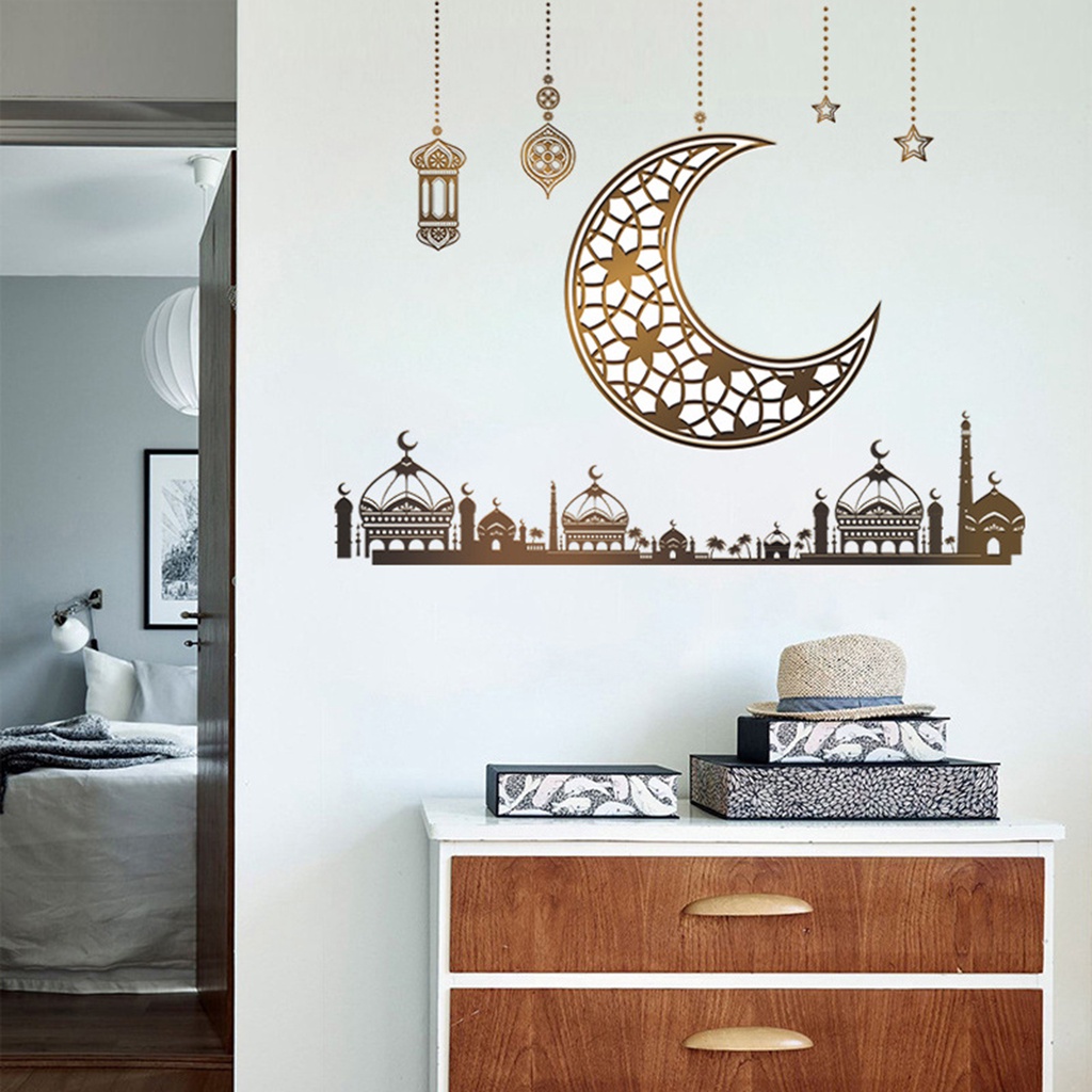 Bộ 2 Miếng Dán Tường Bằng PVC Chống Nước Không Cần Khoan Thân Thiện Với Môi Trường Trang Trí Phòng Ngủ