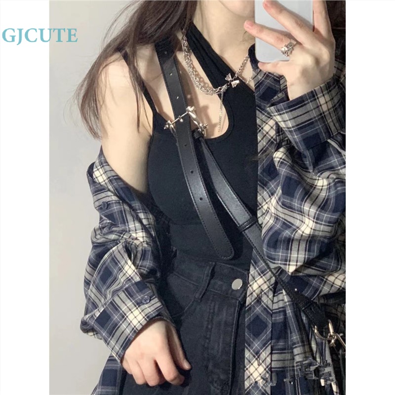 Áo Sơ Mi Nữ Ca Rô Dài Tay Cổ Bẻ Thời Trang Hàn
