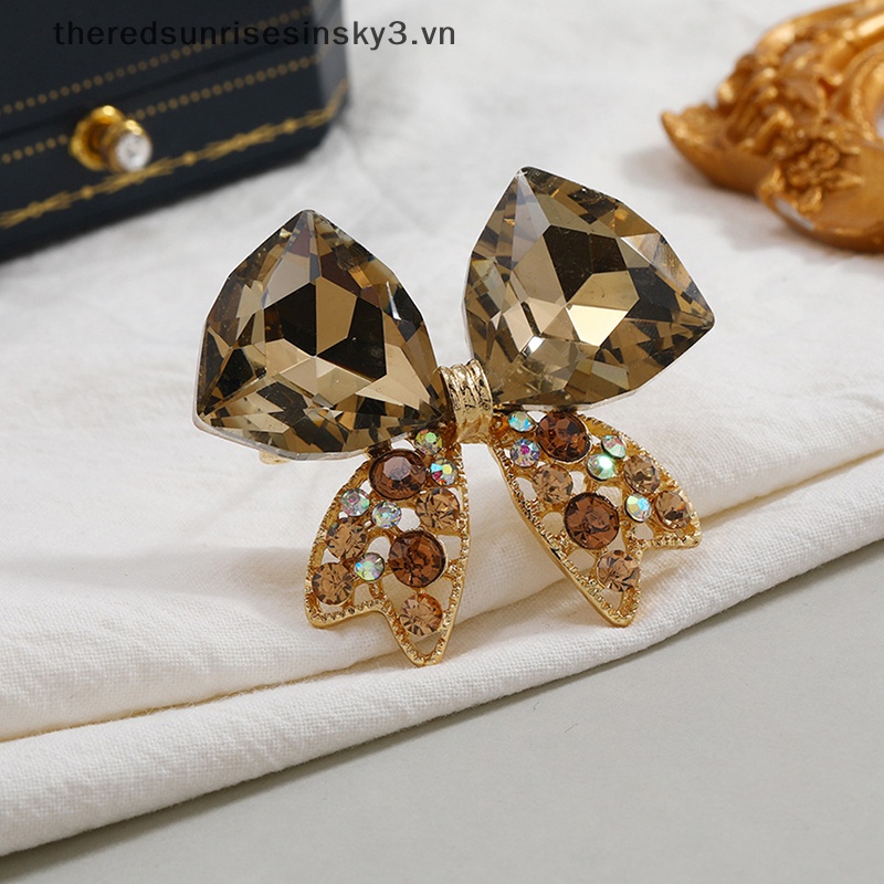 Ghim Cài Áo Hình Nơ Đính Đá Pha Lê / Ngọc Trai Thời Trang Cho Nữ