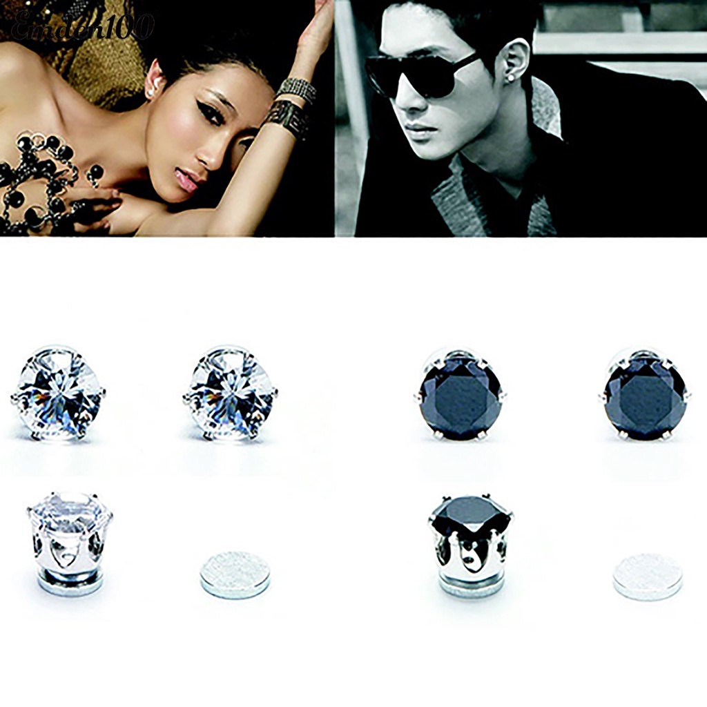 1 Đôi Bông Tai Đính Đá Thời Trang Dành Cho Nam Và Nữ