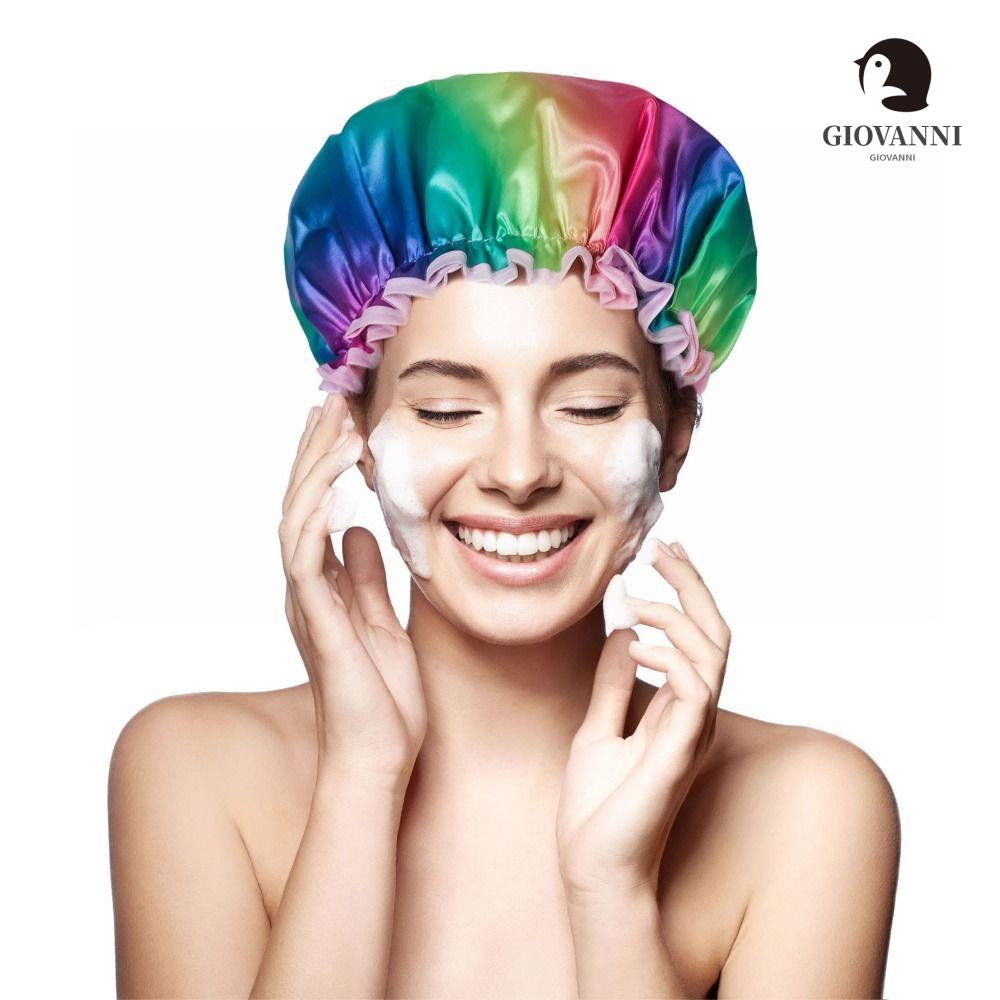 GIOVANNI Mũ Tắm Tròn Chống Thấm Nước Hai Lớp Màu Cầu Vồng Thời Trang Có Thể Tái Sử Dụng