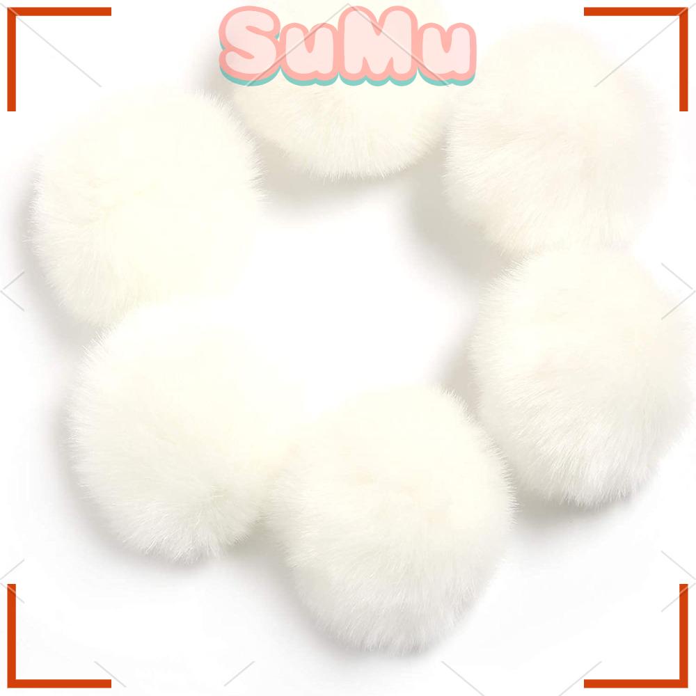 SUMU Set 6 Quả Cầu Lông Cáo Giả 3.9inch / 10CM Màu Trắng Dùng Trang Trí Găng Tay