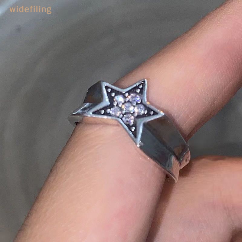 Nhẫn Hình Ngôi Sao Năm Cánh Bằng Kim Loại Phong Cách Harajuku Vintage Dành Cho Nữ Y2K Grunge