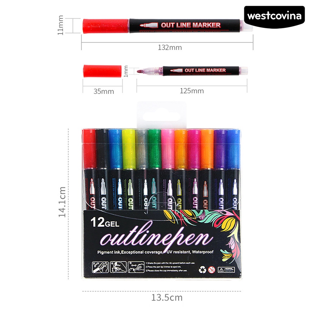 [WSTN]✎Set 12 Bút Lông Màu Ánh Kim Lấp Lánh