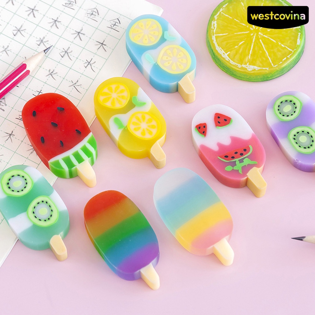 [WSTN]✎Bộ 4 Cục Tẩy Bút Chì Hình Cây Kem Hoạt Hình