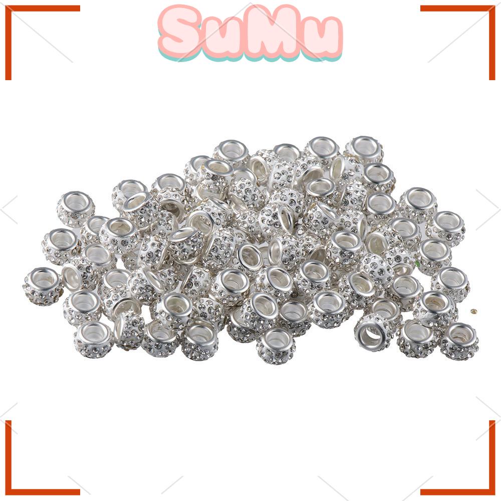 SUMU Bộ 100 Hạt Xỏ Lỗ 12mm Màu Trắng Đính Đá Dùng Để Làm Trang Sức Thủ Công