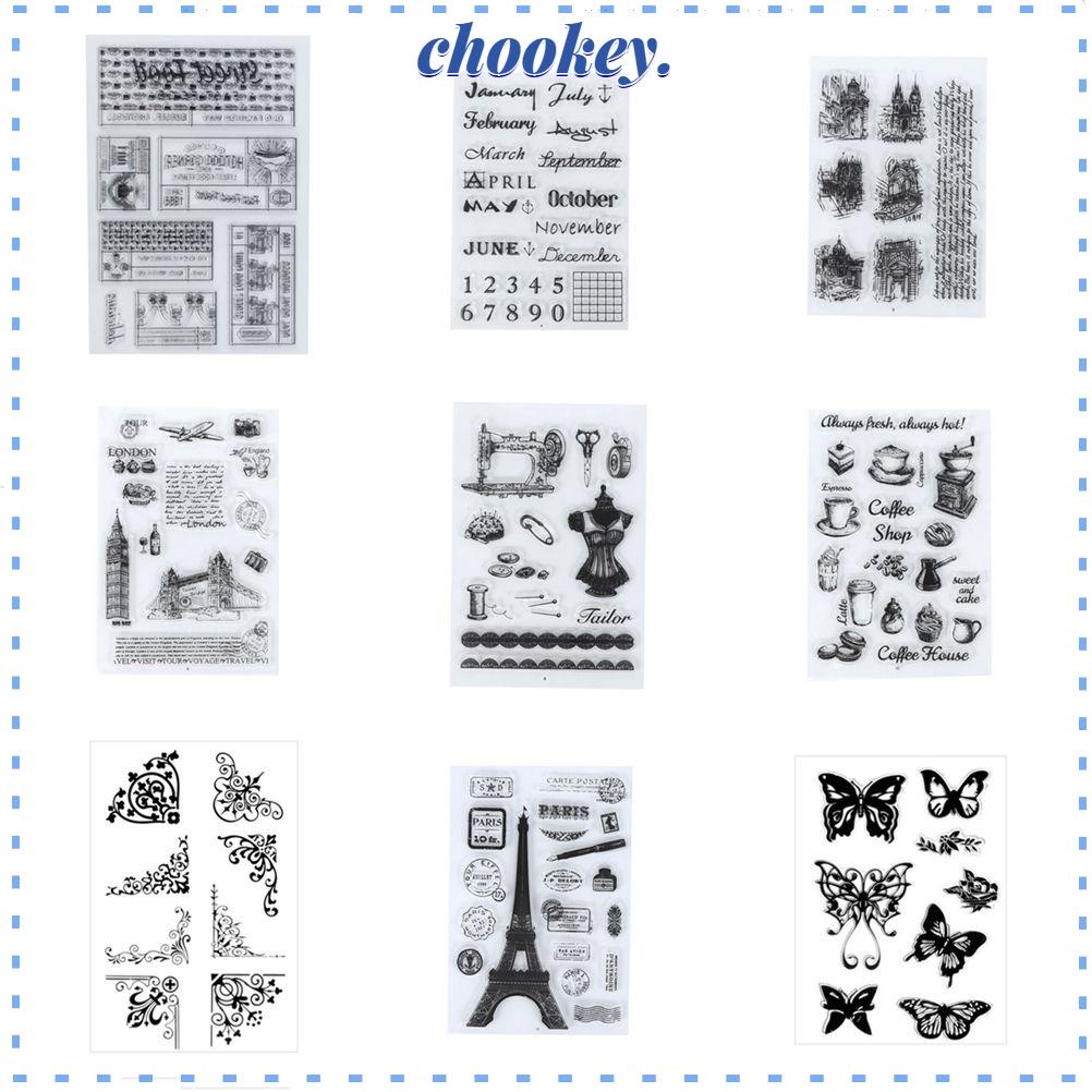 CHOOKEY Tem Đóng Album Thủ Công Bằng Silicone Trong Suốt Hình Hoa Bướm Phong Cách Retro