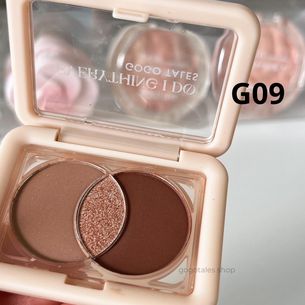Bảng phấn mắt 3 ô kiêm tạo khối highlight GOGO TALES bling bling Small Square Box Eyeshadow Palette GT473 Gogotales