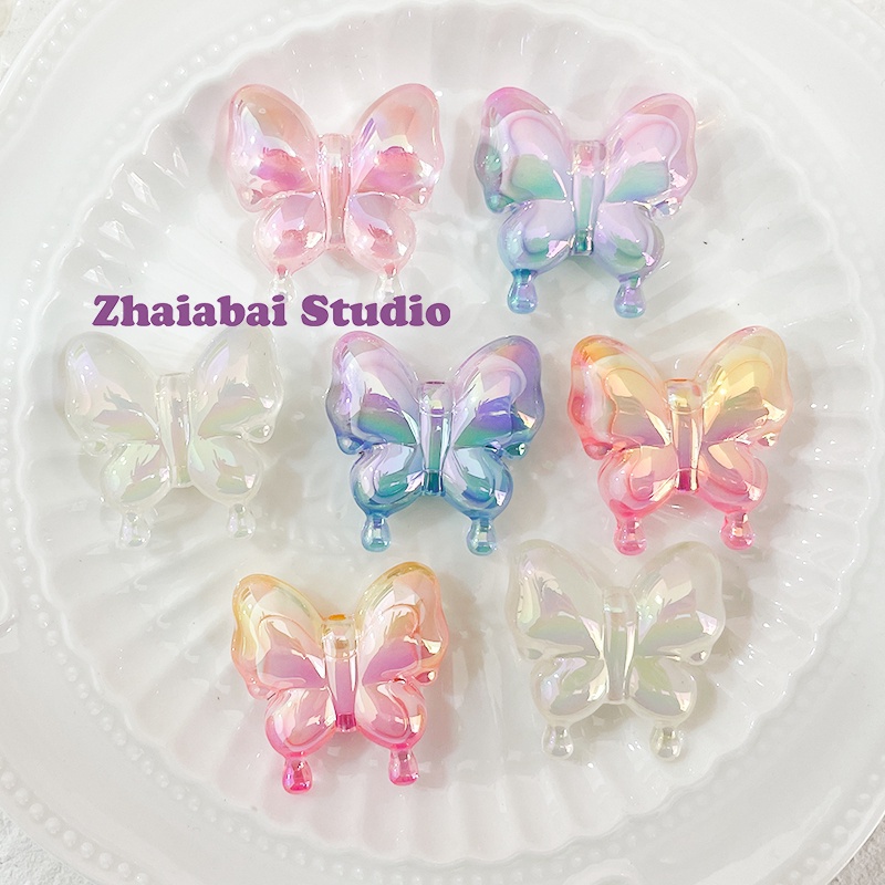 Chuỗi Hạt Bằng acrylic Mạ Màu Gradient Hình Bướm Dùng Làm Vòng Tay / Vòng cổ / Điện Thoại DIY