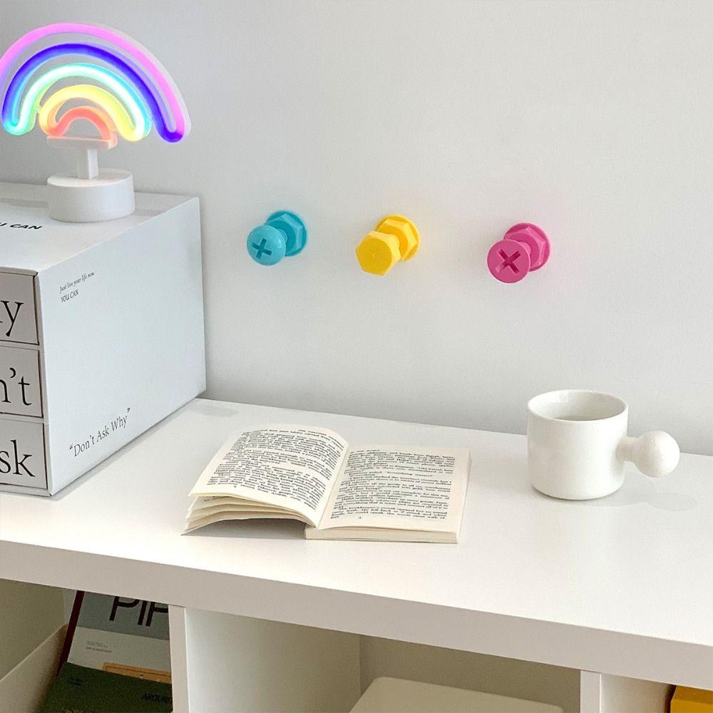 MALCOLM Set 3 Móc Treo Mũ Hình Ốc Vít Bằng Nhựa Dính Tường Không Cần Đục Lỗ
