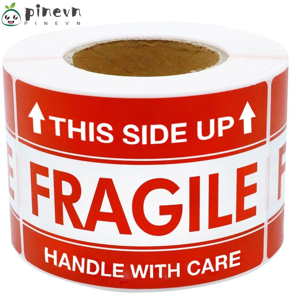 PINEVN Cuộn 500 Nhãn Dán Cảnh Báo 2 &quot;X 3&quot; Tự Dính Hình Mũi Tên Chăm Sóc Bên Hông
