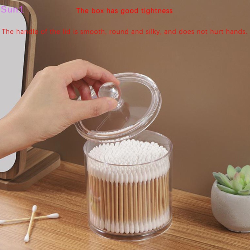 Sun1 &gt; Hộp Đựng Tăm Bông Bằng Acrylic Trong Suốt Hình Tròn Có Nắp Đậy