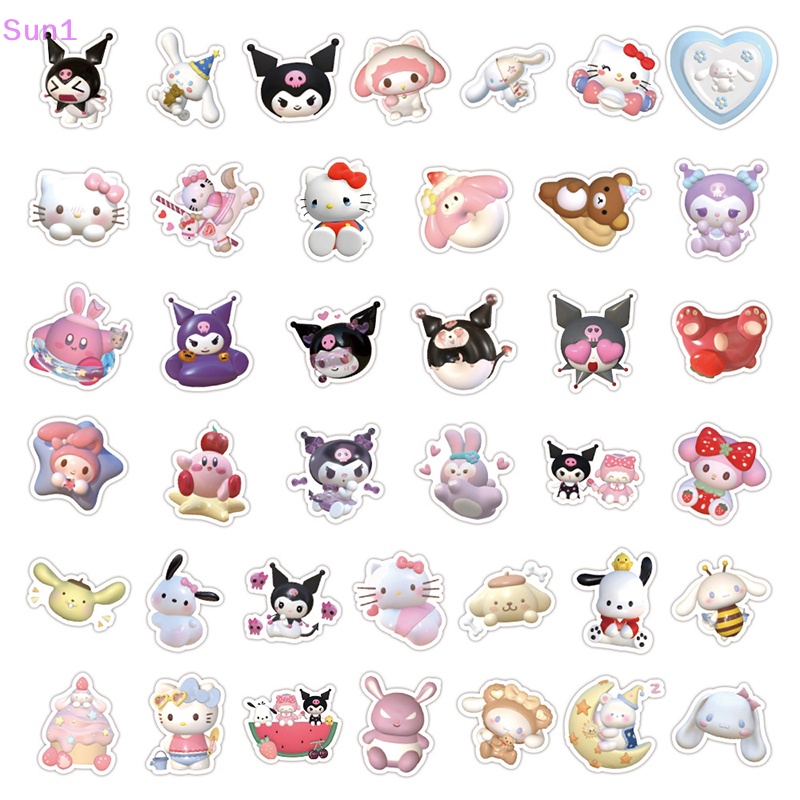 Set 60 / 120 Sticker 3D Hình Nhân Vật Hoạt Hình Kuromi My Melody Dễ Thương Chống Nước