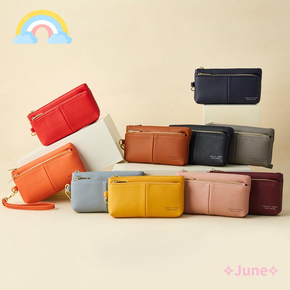 JUNE Ví Cầm Tay Khóa Kéo Thời Trang Cho Nữ