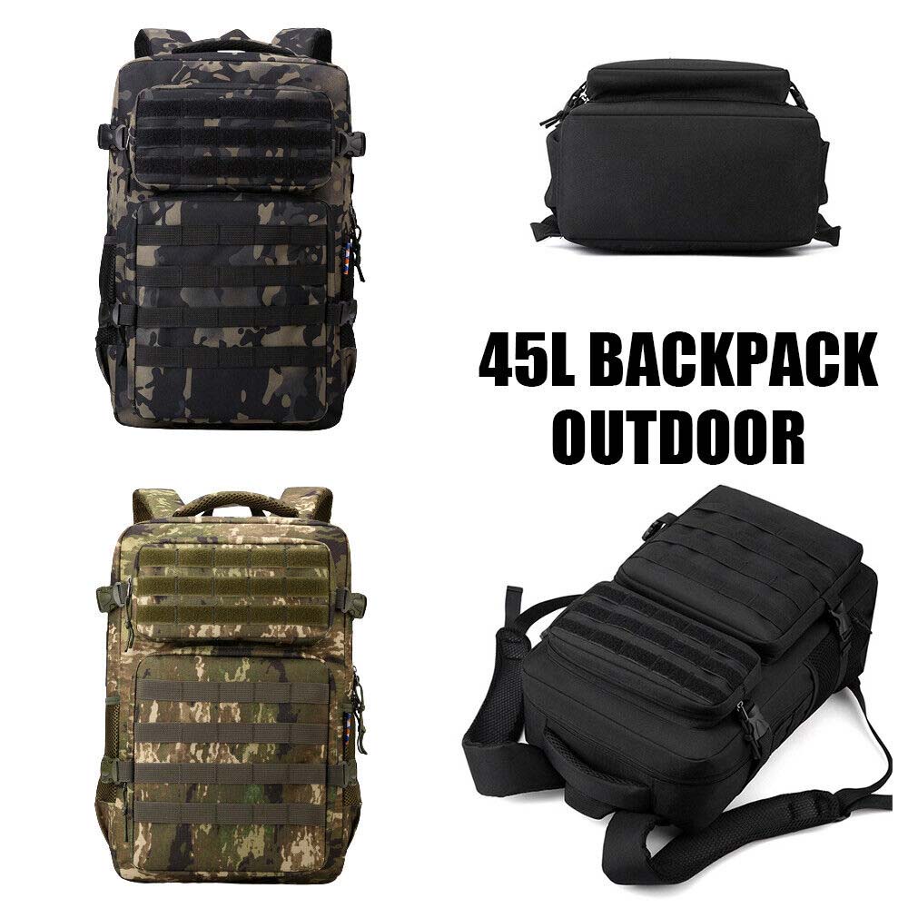 45L Army Military Outdoor School Camping Travel Attack Tactical Backpack Bag Trekking Hiking sport Beg Tentera