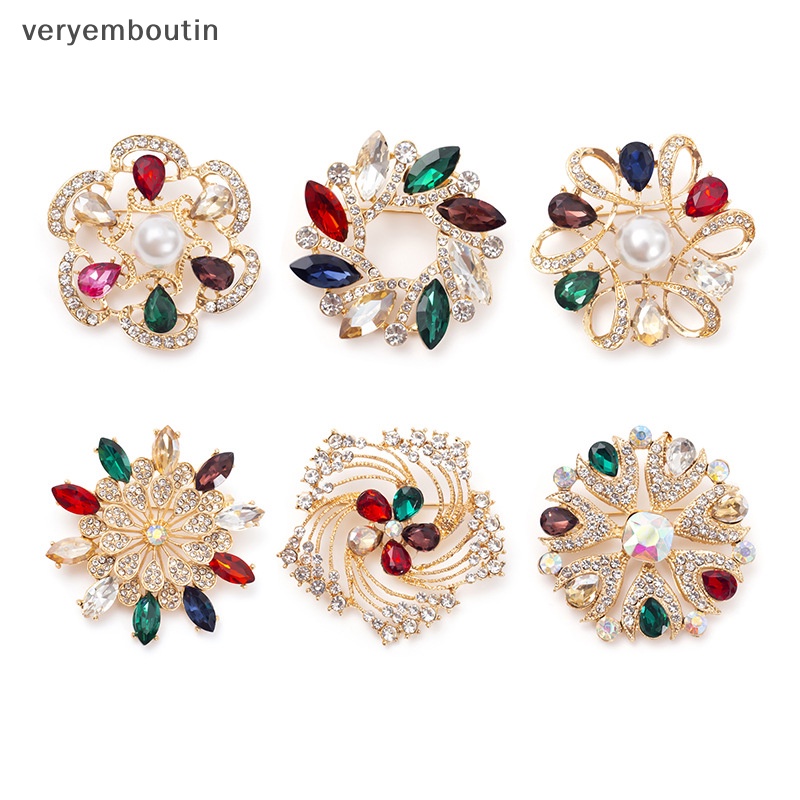 Ghim Cài Áo Hình Hoa Đính Đá Nhiều Màu Sắc Phong Cách Hàn Quốc